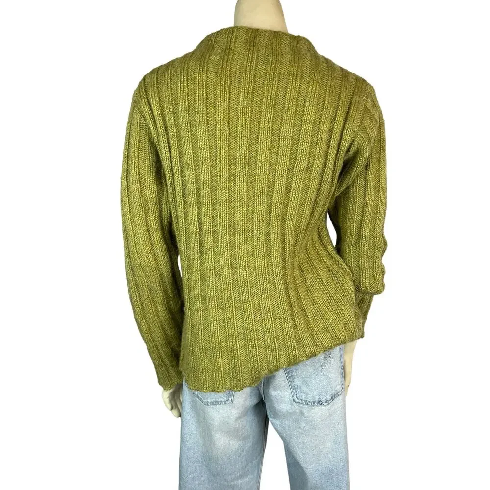 Oona New England green Sweater Acrylic Mohair Gorpcore Casual Ribbed Twee